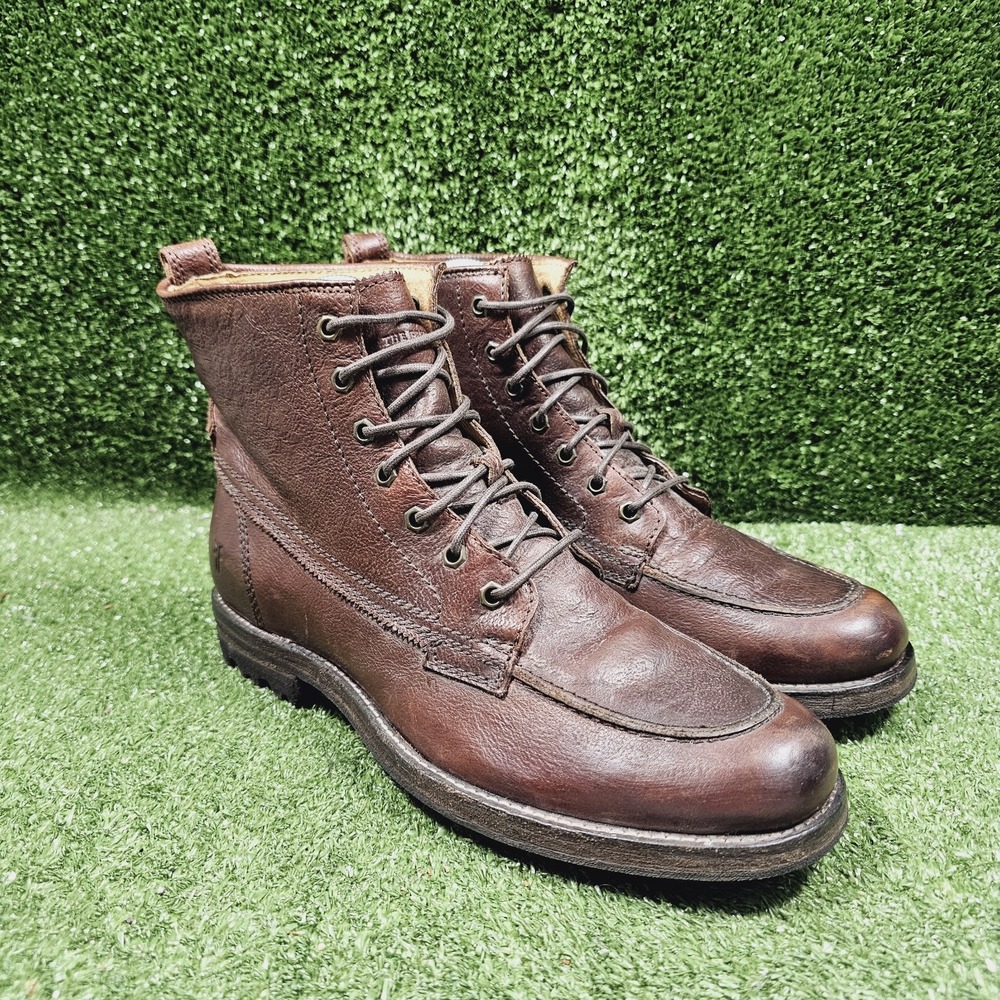 Frye Dakota Brown Leather Black Label‎ Lace Up Ankle Casual Boots Mens Size 9 D